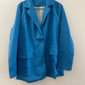 Royal blue one button boyfriend blazer